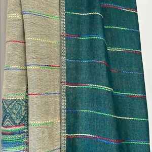 Pashmina Silk & Pashmire Emerald & Olive Shawl/ Stole/ Wrap /Pashmina